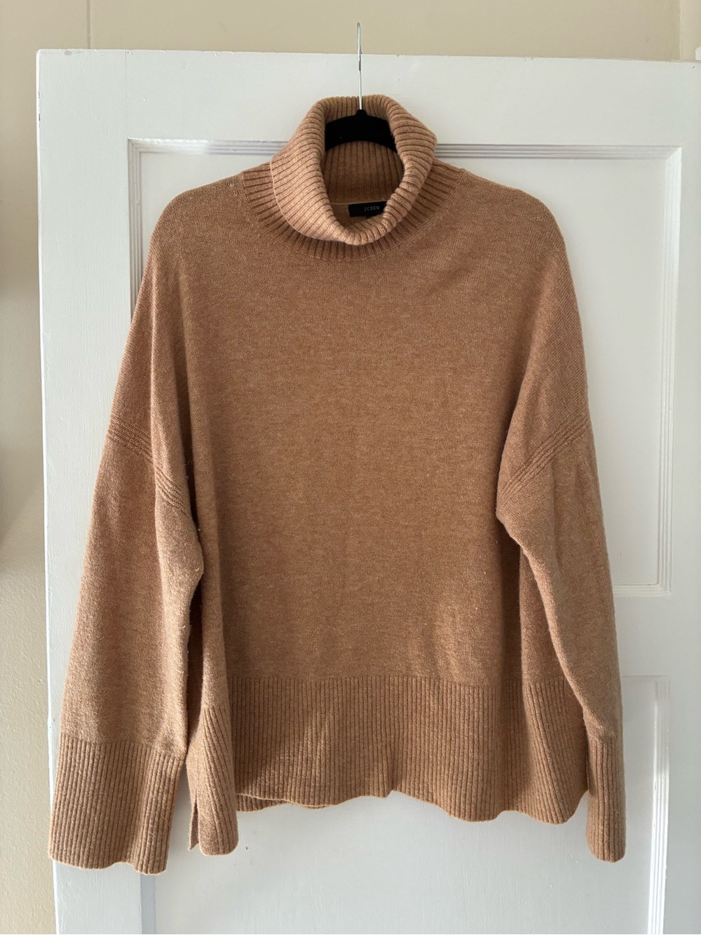 J. Crew women’s Camel Turtleneck Sweater - Relaxed Rib Trim